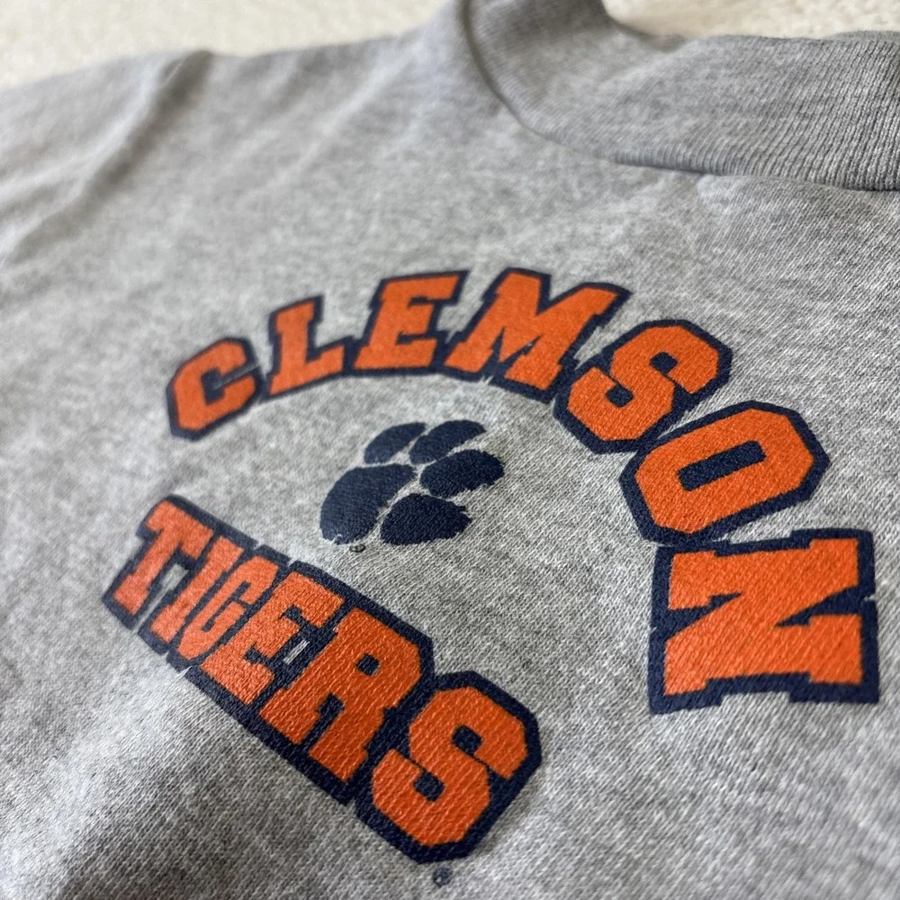 VINTAGE CLEMSON TIGERS Childrens Sweatshirt XL (6-7) Gray‎ Youth Boys Girls LS